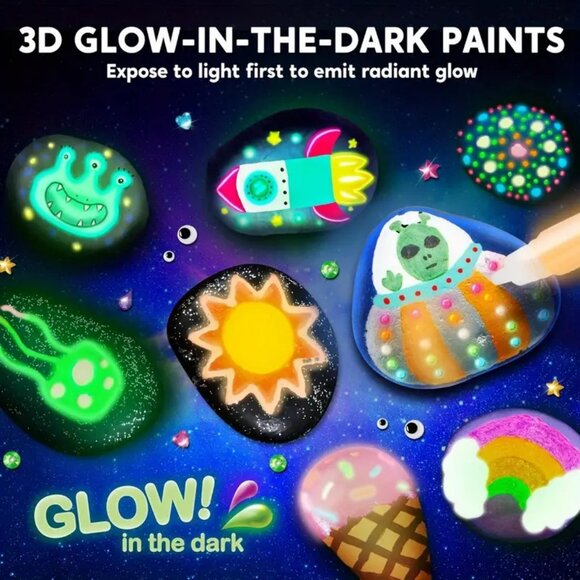 Glow In The Dark Rock Painting Kit New In Box - Picture 5 of 6